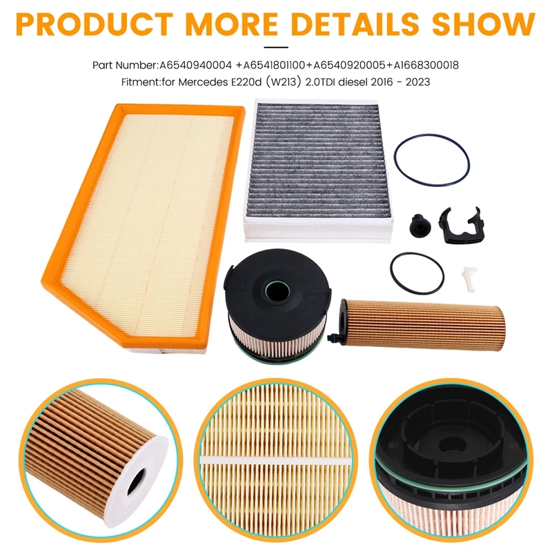 4PCS Air Filter A6540940004 +A6541801100+A6540920005+A1668300018 For Mercedes Benz E220d (W213)2.0TDI Diesel 2016 - 2023