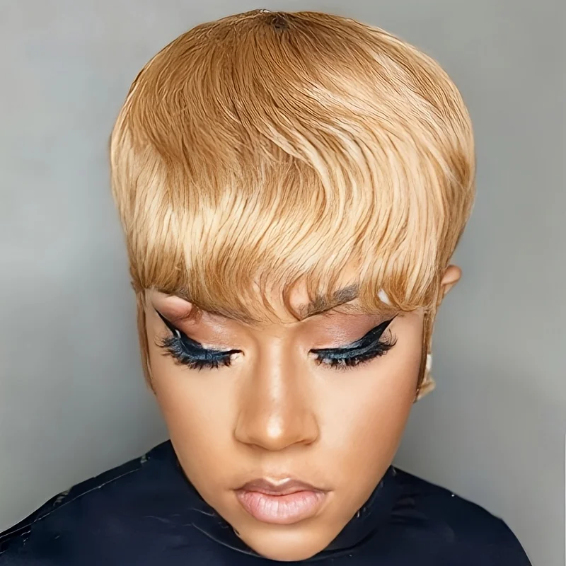 

Короткий 27 # Парик из прямых волос | Человеческие волосы Remy, плотность 150%, полностью машинное производство, сетчатая шапочка Rose, подходит для всех видов женщин, ежедневно