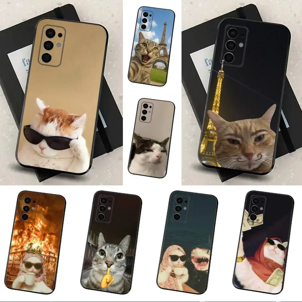 

Funny Art Cat Memes Phone Case For Samsung Galaxy A73,31,32,72,41,53,52,71,22,5G,Note,J7,8,9 Soft Black Silicone Cover