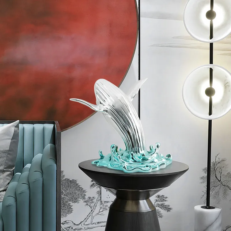 Fiberglass Creative Whale Dolphin Abstract Art Ornament Hotel Lobby Sales Office Floor-to-ceiling wall decoration