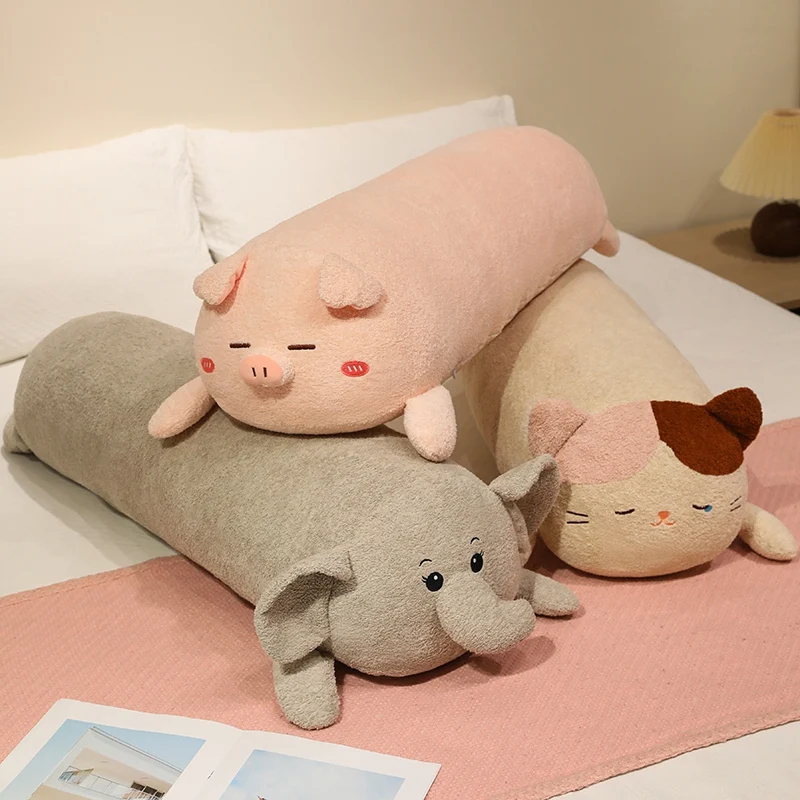 Kawaii Stuffed Animal Long Body Pillow Soft Plush Pig Elephant Cat Sleeping Hug Cushion Birthday Christmas Gift For Women