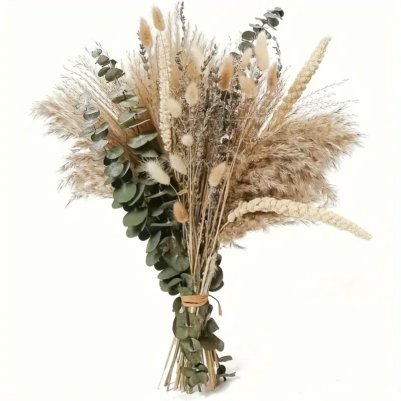 97-teiliges Getrocknetes Pampasgras-Eukalyptus-Bouquet Boho-Dekoration für Zuhause, Büro, Hochzeit, Party, Tischdekoration