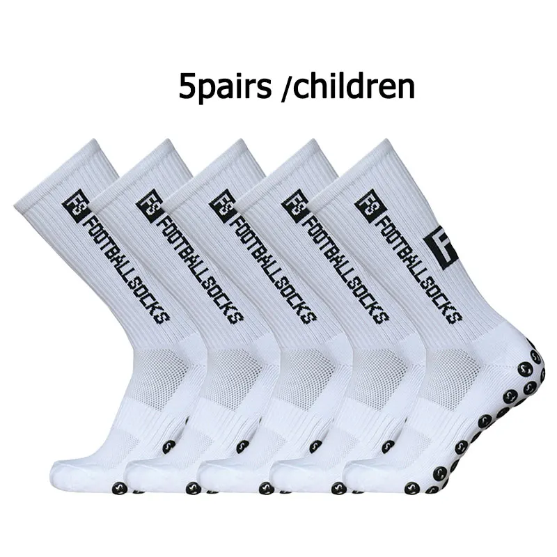 5 Pairs 34-39 New Kids and Teenagers Sports Breathable Football Socks Square Silicone Slip Firm Handle Football Soc