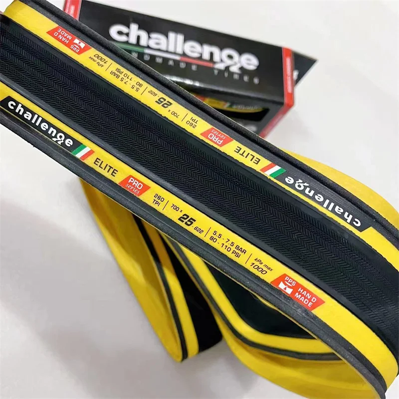 Challenge Elite Road Bike Tire 700X25C Stab-proof Folding Bicycle Clincher tyres 700C Yellow edge handmade Tires