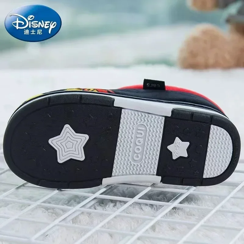 Disney Winter Baby Boy Girl Cotton Slippers Cartoon McQueen Cars Mickey Print Kid Indoor Anti-slip Home Cotton Shoes 22/23 24/25