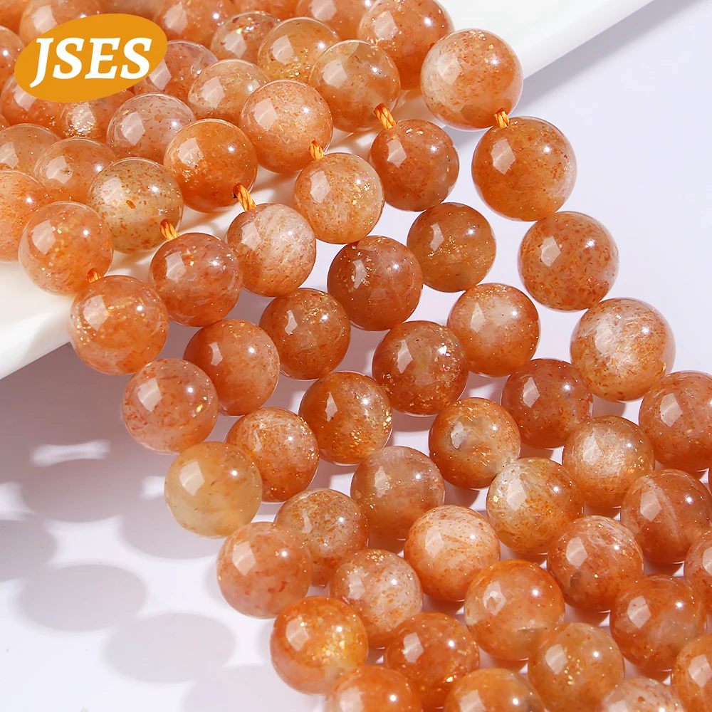 3A Natural Stone Brazil Golden Sunstone 8.8-9.5mm Loose Beads Round Spacer for Jewelry Making DIY Bracelet Handmade Necklace