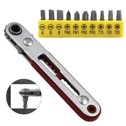 Mini Multifunctional Bidirectional Portable Reverse Ratchet Screwdriver Elbow Flat Head Wrench Cross Screwdriver Slotted Tool