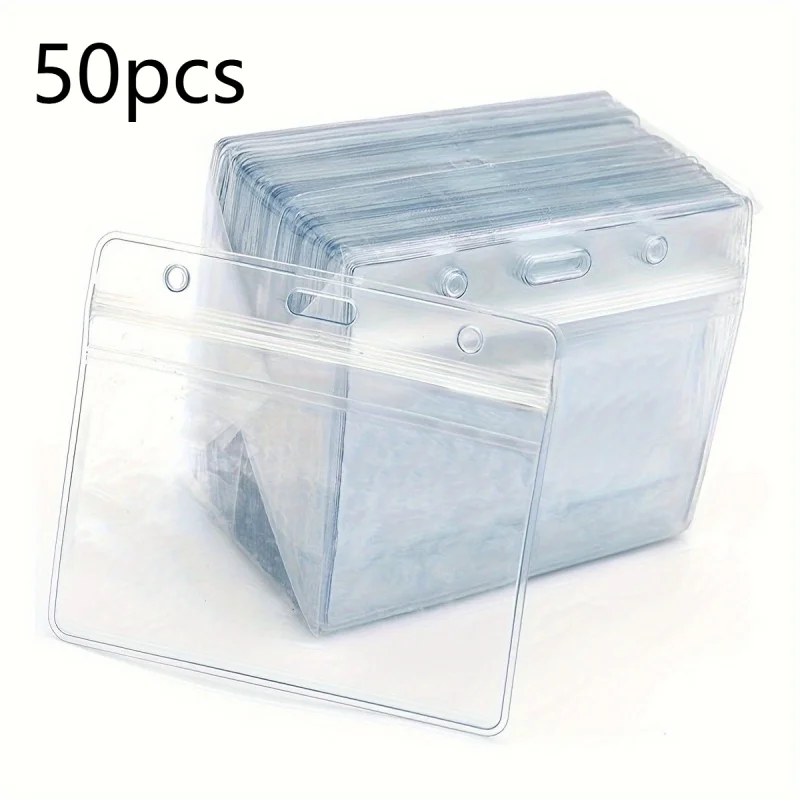 2DStyle50Horizontaler PVC-Ausweishalter-Set – Transparentes und wiederverschließbares Design, Langlebiges transparentes Kunststoffmaterial, Geeignet