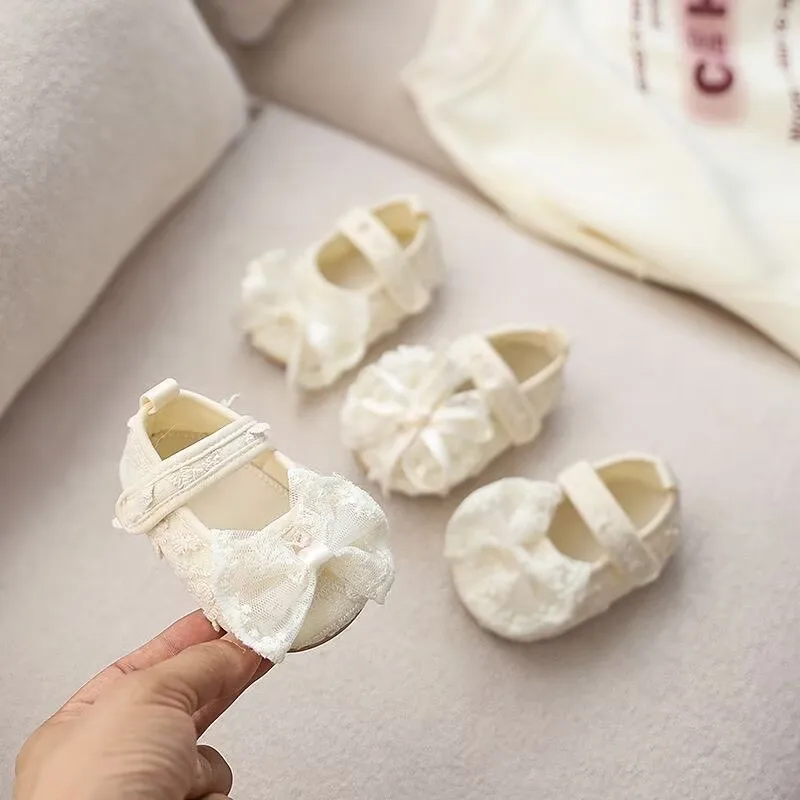 

Baby Shoes 0-18 Months Female Baby Bow Soft Bottom Princess Shoes Newborn Children Lace Step Shoes