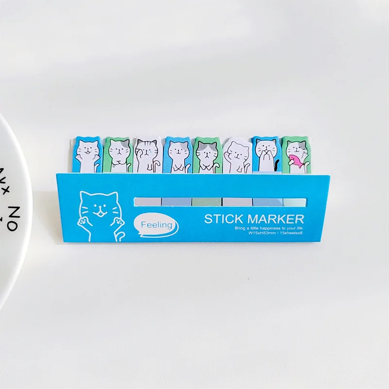 Papelería Mini animales lindos 7 filas de notas adhesivas sentadas notas de mensaje N veces Bloc de notas