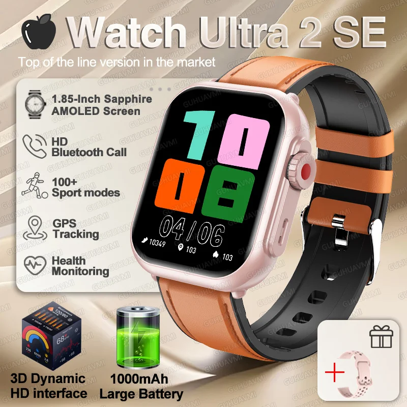 Für IOS Uhr Ultra 2 SE Männer Frauen Smart Armband 1000 mAh Batterie GPS AMOLED Display Bluetooth Anruf Sport wasserdichte Intelligente Uhr