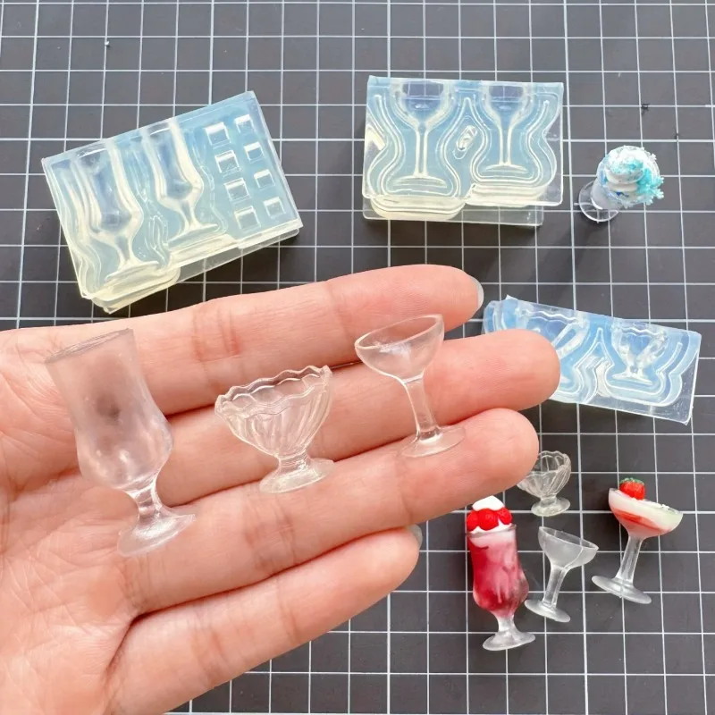Mini Simulation Goblet/glass/milk Tea Cup Silicone Mold UV Glue Diy Dollhouse Miniature Food Toy Dessert Decoration Mold view 3