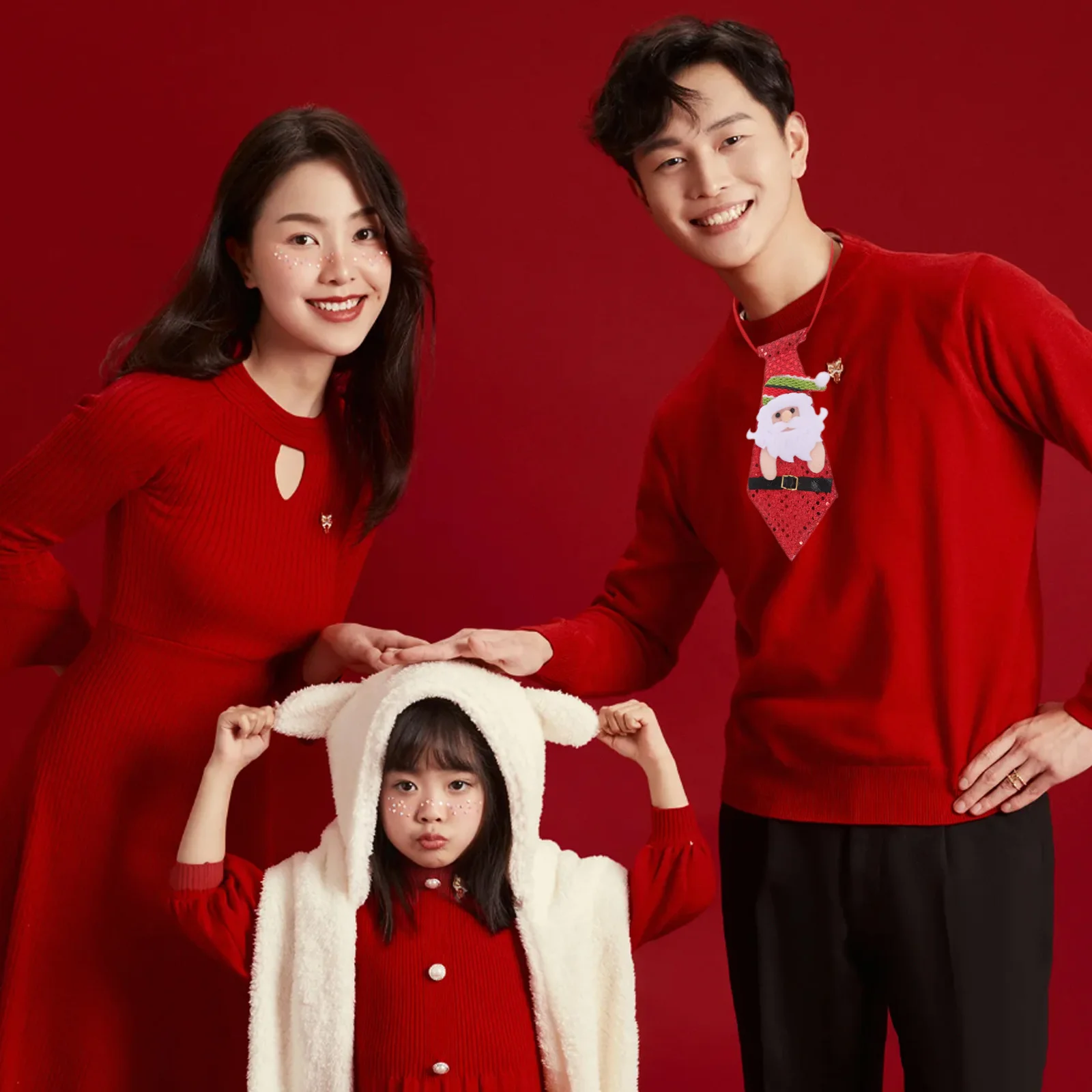 

2Pcs Christmas Necktie Festival Accessory Holiday Party Decoration Eye-Catching Xmas Gift Christmas Necktie