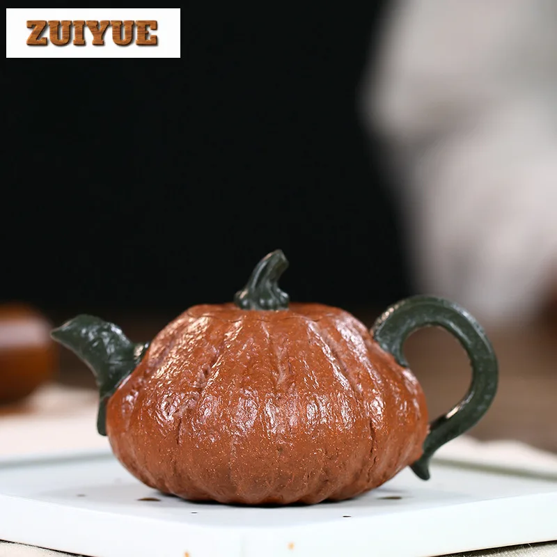 160ml Boutique Yixing Purple Clay Teapots Handmade Two-tone Pumpkin Pot Raw Ore Downhill Mud Kettle Zisha Tea Set Supplies Craft