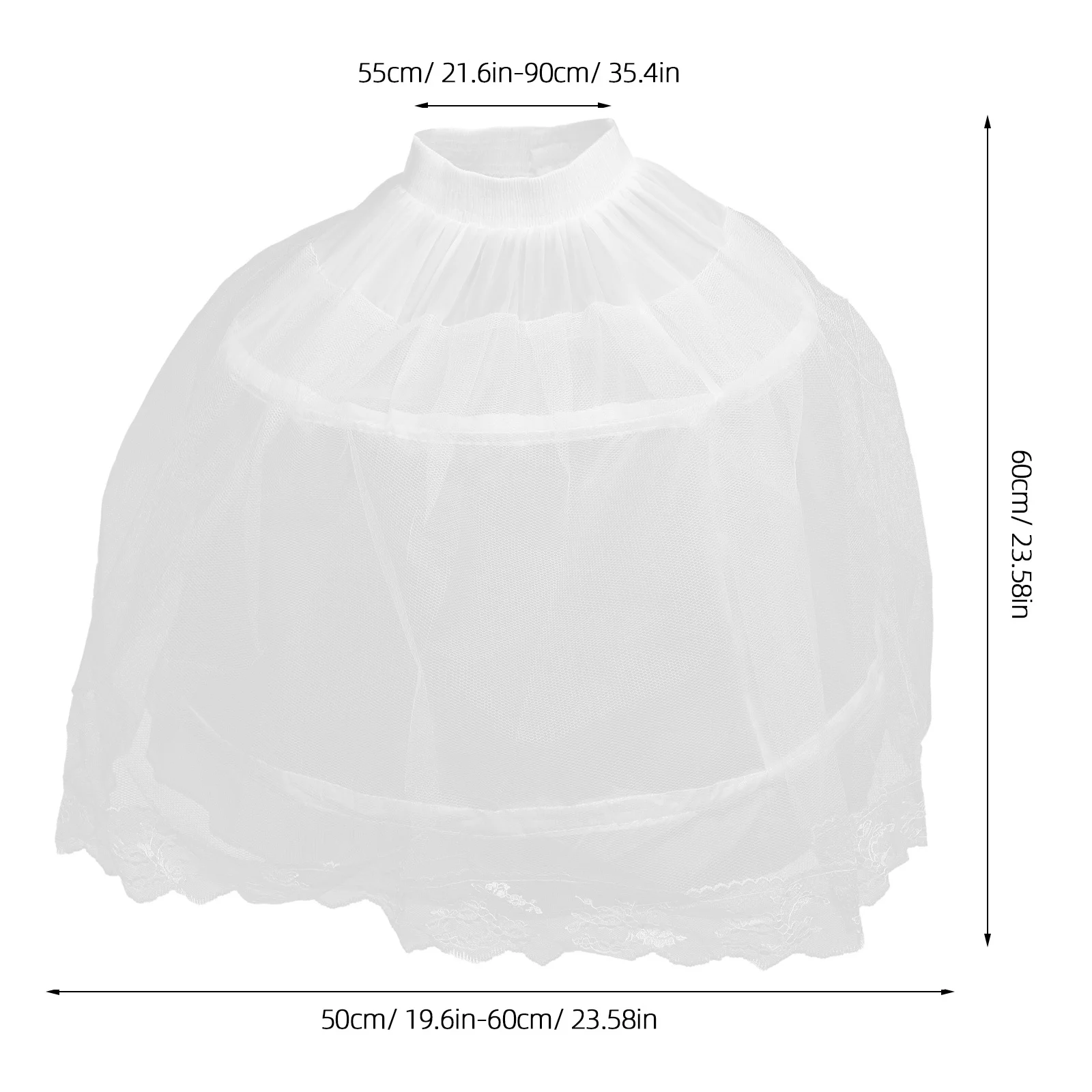 ثوب نسائي قصير للأطفال تنورة داخلية بيضاء بطانة شبكية مزخرفة بالدانتيل تنورة توتو للأطفال تدعم الرقص زي الزفاف