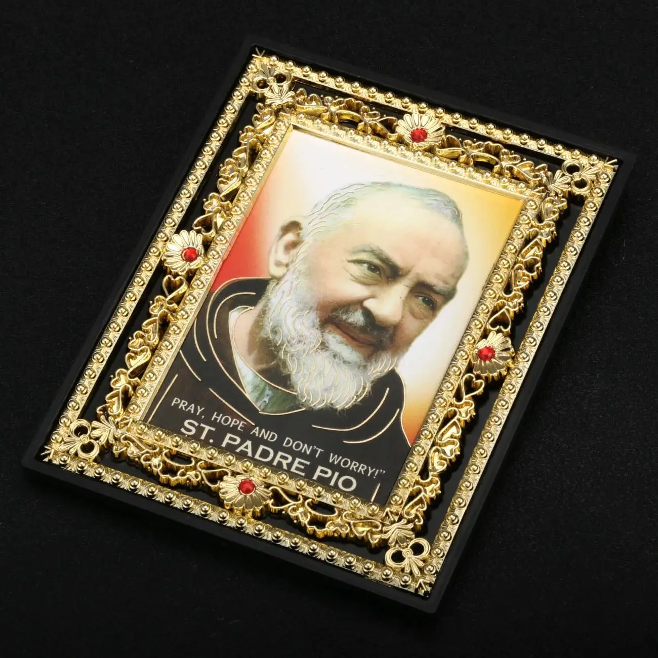 Saint Padre Pio Sacred Heart Jesus Icons Figurine Christian Mother of Perpetual Help Square Frame Church Home Tabletop Decor