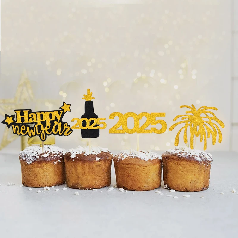 

Happy New Year 2025 Cupcake Topper New Years Party Cupcake Topper Picks Celebration New Year's Eve Party Cake Decor Supplies