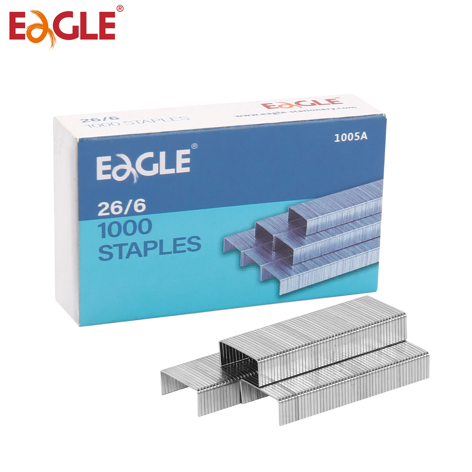 Grapas Eagle No.26/6, pata de 1/4", paquete a granel de 3 cajas, 3000 piezas en total, 1000 unidades por caja, accesorios de encuadernación para oficina y escuela