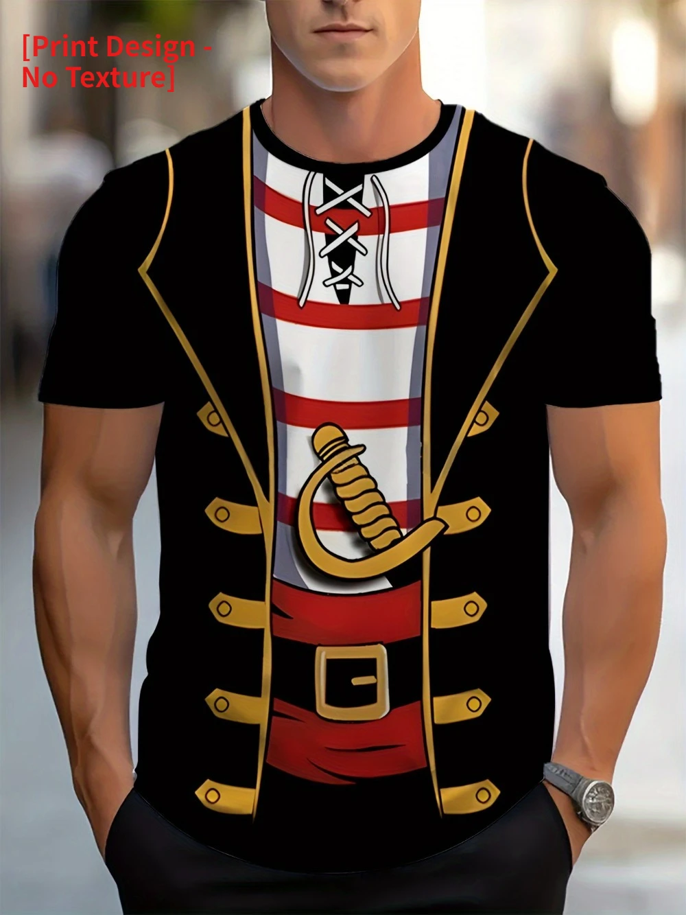 Pirate Uniform Pattern Cosplay 3D Printed Sports Quick-drying Breathable Men T-Shirt Outdoor Street Casual Parent-Child Clothing