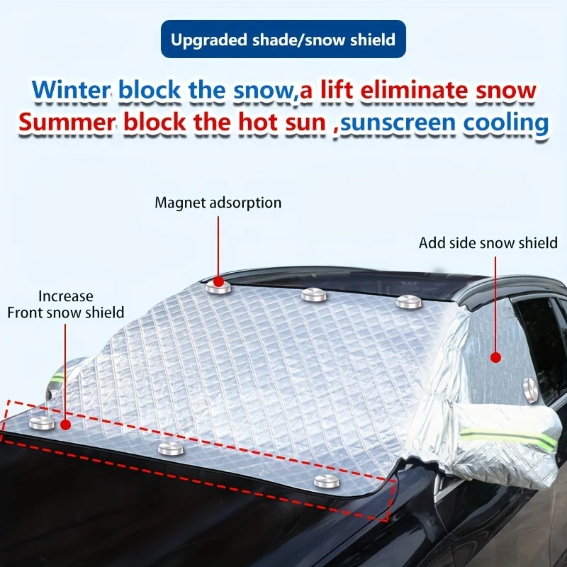 Protect Your Car from All Weather Conditions with This Sun Shade Windshield Snow Cover, Waterproof, UV & Snow Resistant + Built-