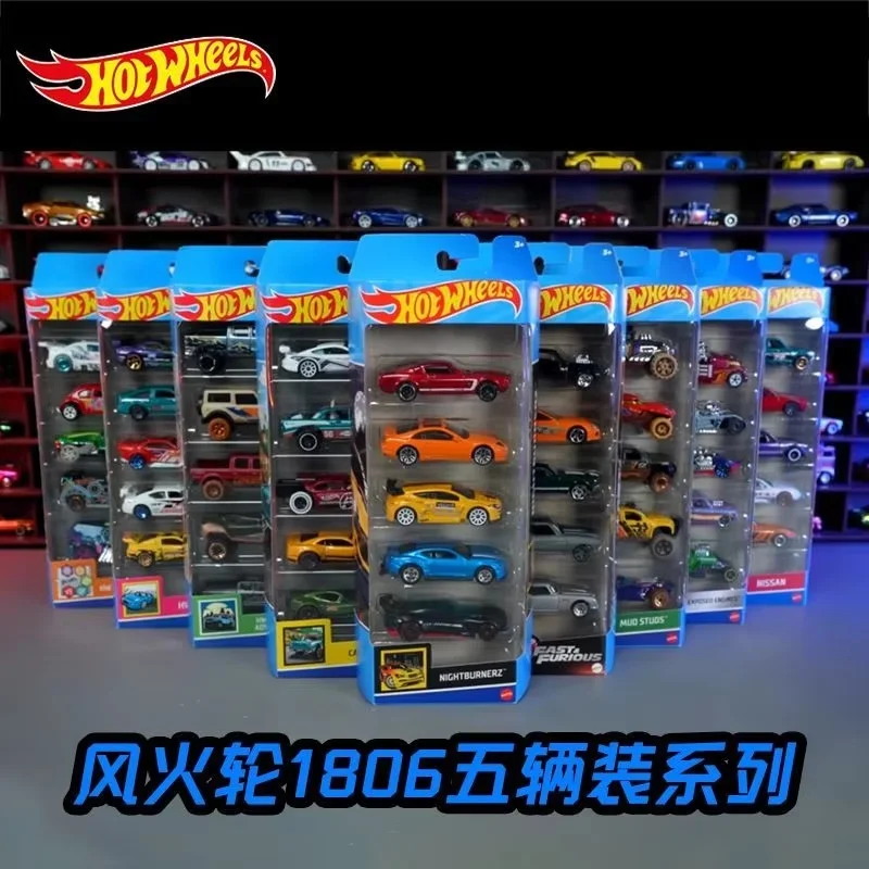 [Genuino] Hot Wheels Juego de 5 coches Modelos de aleación de fundición a presión Porsche Decoración de coche Pista Colección de juguetes Regalos sorpresa para mayores de 4 años