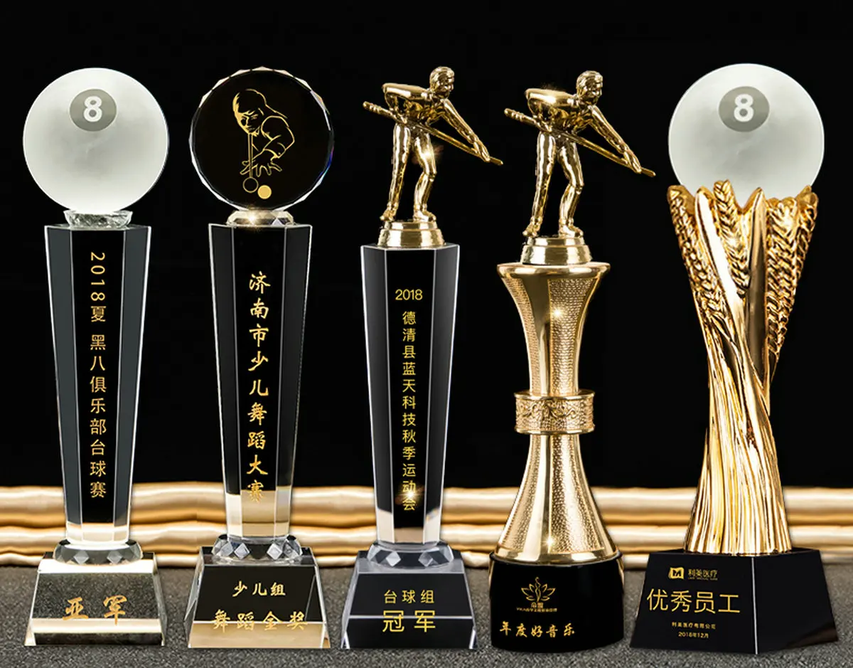 DIY Snooker Billiards Crystal K9 Champion Trophy Awards Maker Name Logo Laser