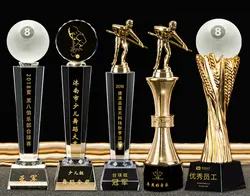 DIY Snooker Billard Kristall K9 Champion Trophy Awards Maker Name Logo Laser