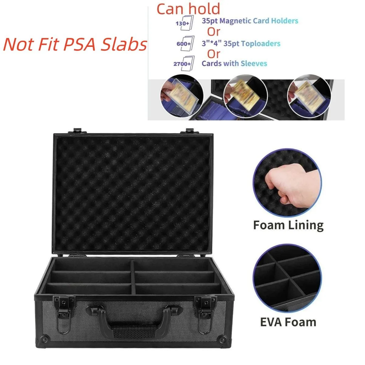 

6 Slot Empty Graded Trading Card Case Travel Storage Box for 3"x4" Toploaders Magnetic Card Holders (Not Fit For PSA SLABS)