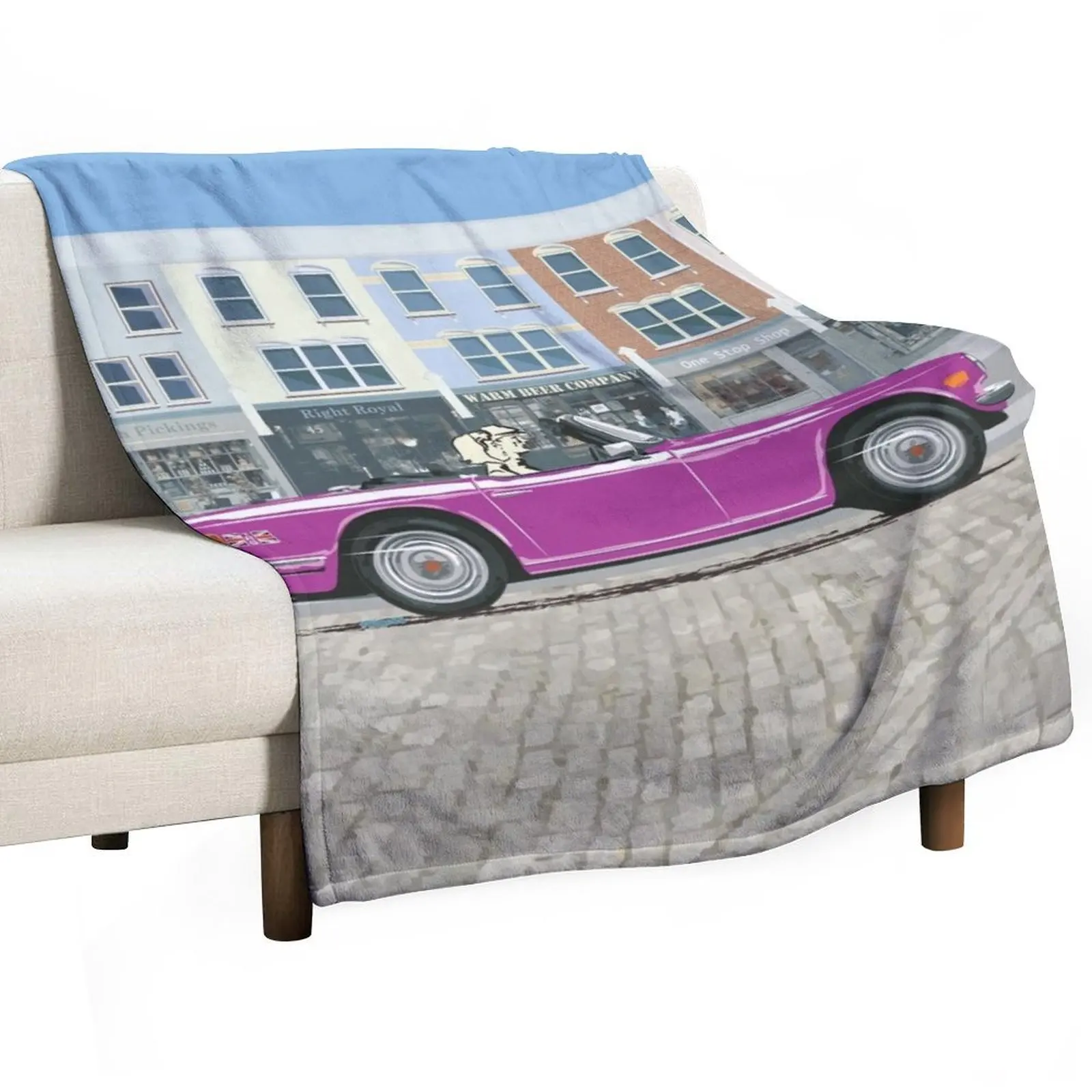 Magenta color TR6 a?? the Classic British Sports Car Throw Blanket Beach Furrys Designers Moving for winter Blankets