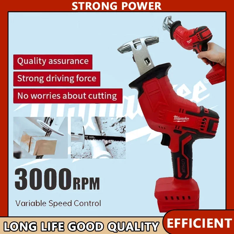 

Milwaukee Cordless Electric Reciprocating Saw 18V Battery Compatible Power Tool for Wood Metal Pipe Cutting