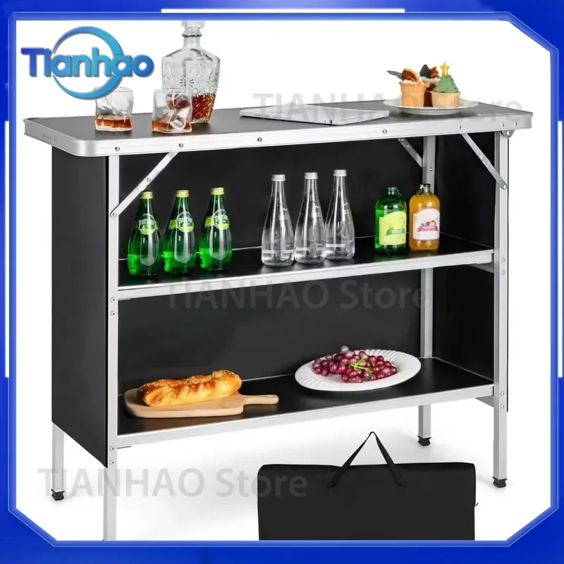 Folding Rectangular Black Portable Outdoor Garden Table for Poker Banquet Catering BBQ Camping Picnic Kitchen Use