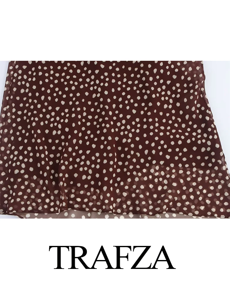 TRAFZA-Elegante vestido de bolinhas feminino, vestido decorativo em camadas, sem mangas, sem costas, outono, inverno, nova moda