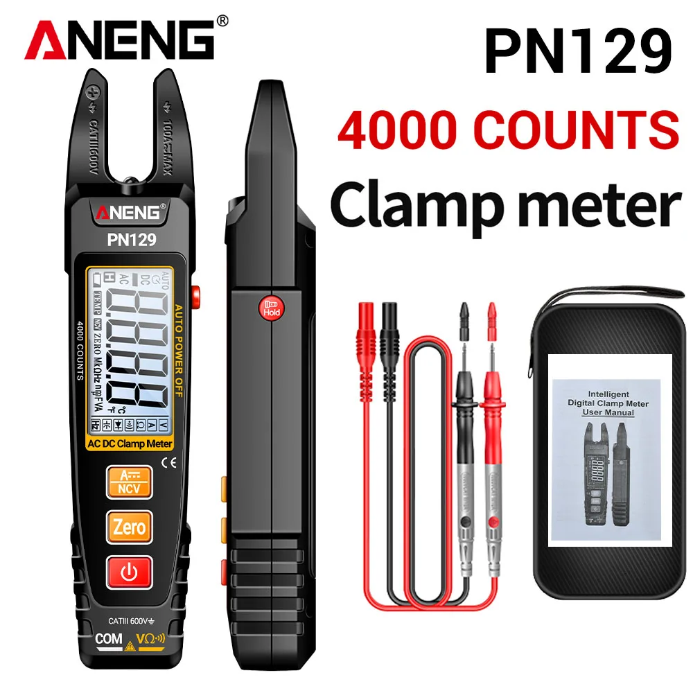 ANENG PN129 Mini Clamp on Ammeter 4000 Count Backlight Display Automatic Shutdown Data Maintenance Portable Electrician Specific