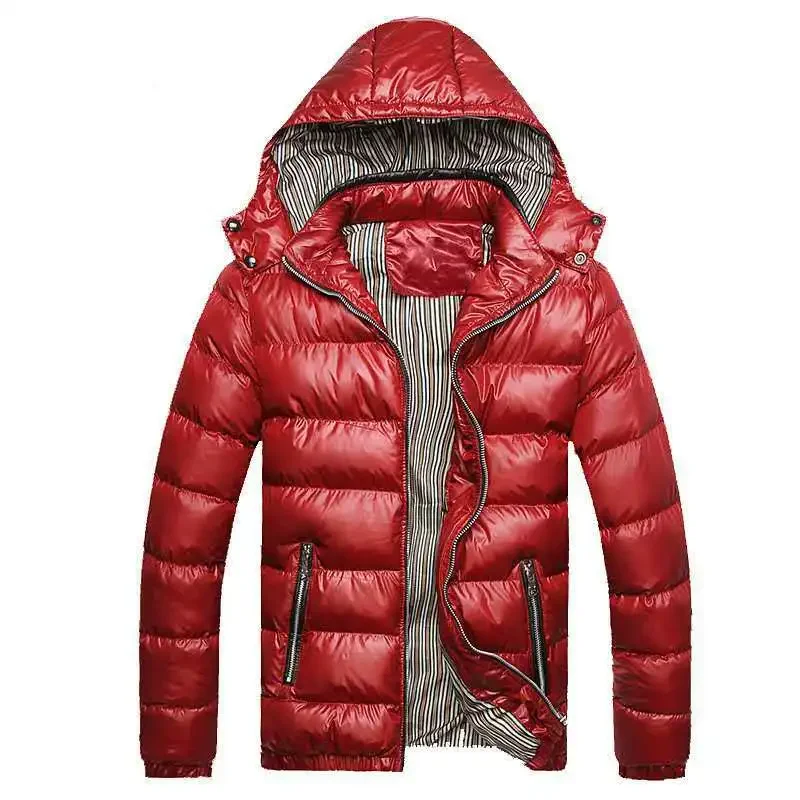 LIBIELIY Winter Men's Hooded Parkas Thick Warm Casual Outwear Male Patchwork Fashion Padded Jackets Hat Detachable Slim Parkas C
