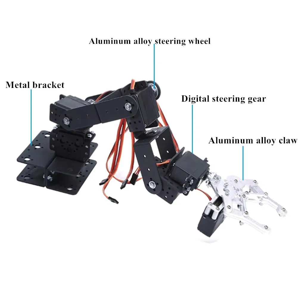 6 Dof Mechanische arm Robotmanipulator Robotonderwijsplatform Basisklem Robotachtig rechthoekig chassis