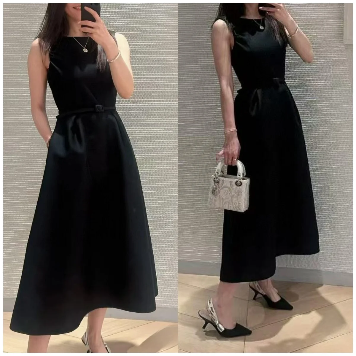 Customized High-End Women's Sleeveless Dress with Pleated Edge Elegant Fashionable