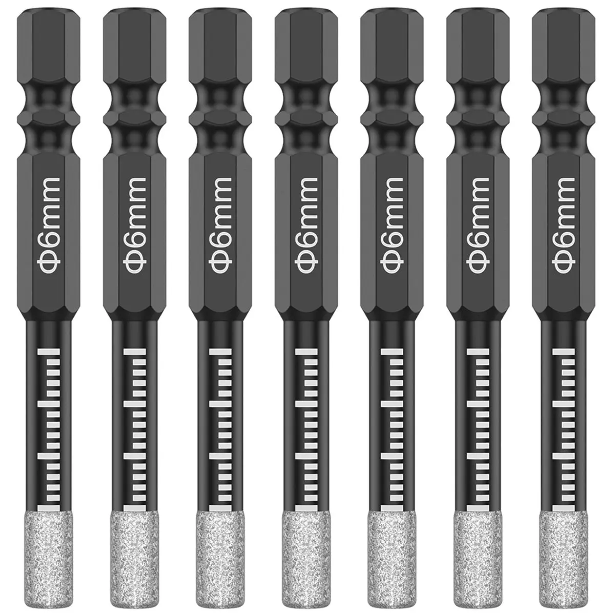 7 Pcs Dry Drill Bits Set 6mm Vacuum Brazed Core Drill Bit Quick Change Hex Shank for Porcelain
