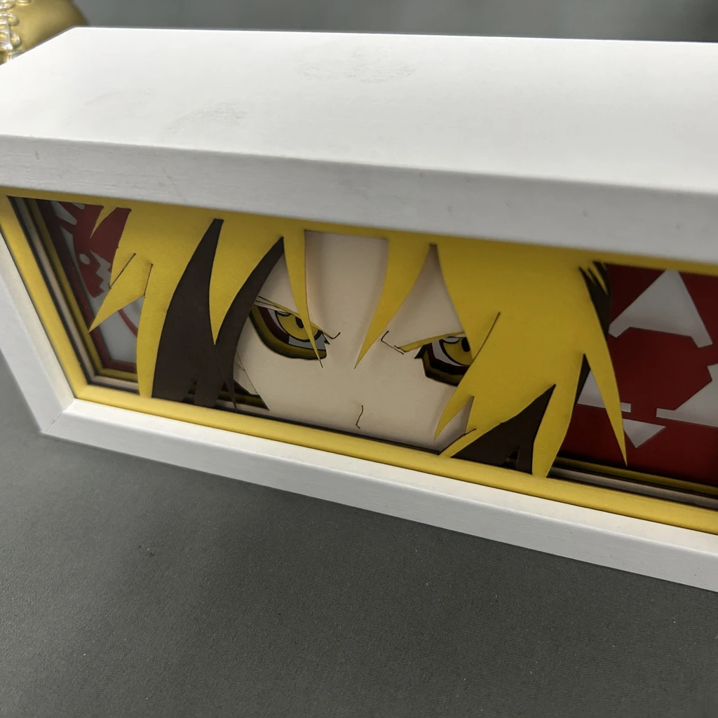 Anime Light Box Fullmetal Alchemist Edward Elric Face Gamer Room Decoration Manga Paper Cut Led Night Lamp Fullmetal Alchemist