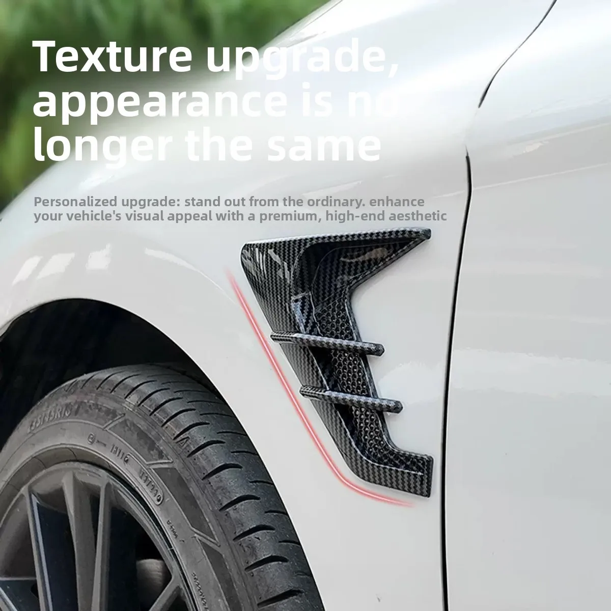 

2pcs Car side wing leaf panel decorative sticker, universal modification sticker for the body, sports style appearance upgrade