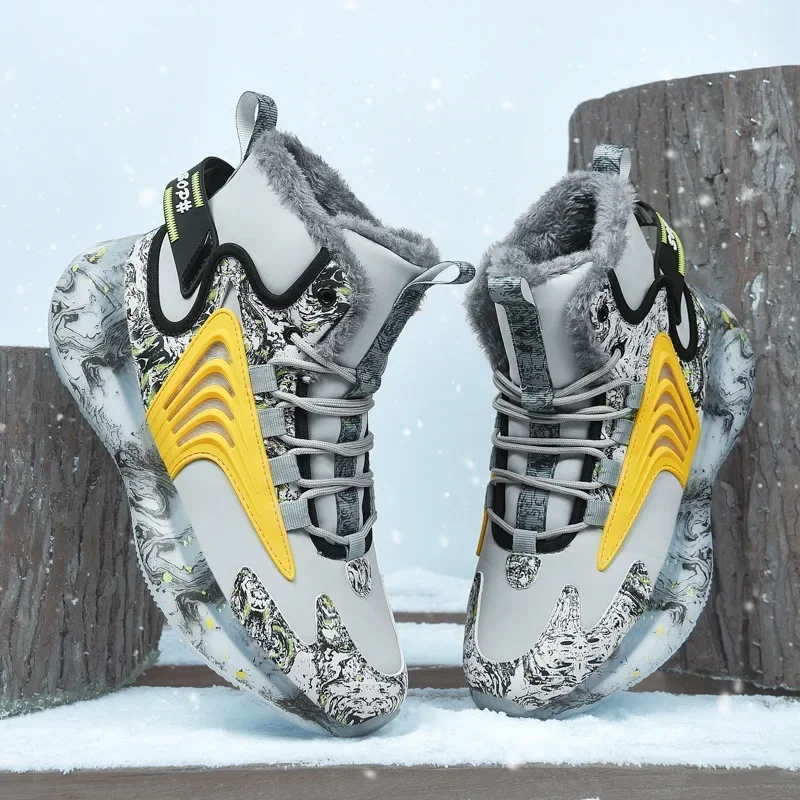 Winter Men Shoes with Plush Thick Insulation Outdoor Snow Boots Fashion Trend Soft Soles Sports Leisure Shoes Durable 2024