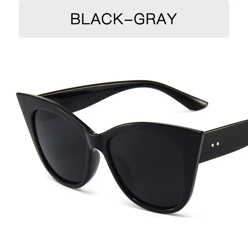 NewWoman Fashion Big Frame Cat Sun Glasses Female  Cat Eye Sunglasses Retro Shades UV400 Black White Color Oculos De Sol