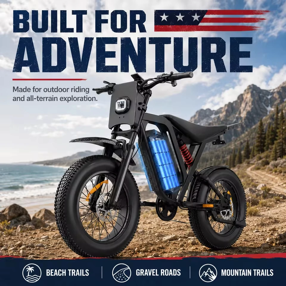 US Stock Electric Bike Adults R700 Pro 3000W Peak 125N.m 60V 30Ah 40MPH 20"x4.0 Fat Tire Off Road Dirt Bike Inverted Fork Full Suspension Hydraulic Brakes UL2849 image 6