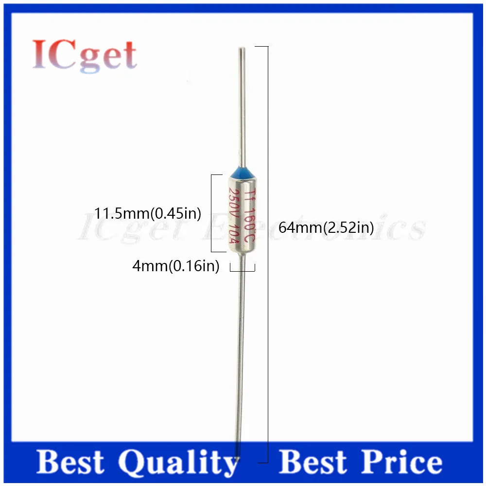 온도 조절 온도조절기 스위치, 10A, 250V TF 열 퓨즈, RY 72C 85C 110C 115C 121C 130C 135C 142C 157C 165C 167C, 10 개