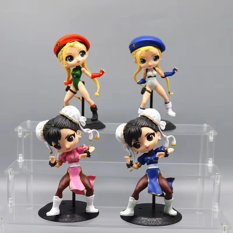 4szt Anime Street Fighter Figurka Cammy White Chun Li Action Figure Figuirne Statue Model Doll Collectible Ornament Toys Gifts