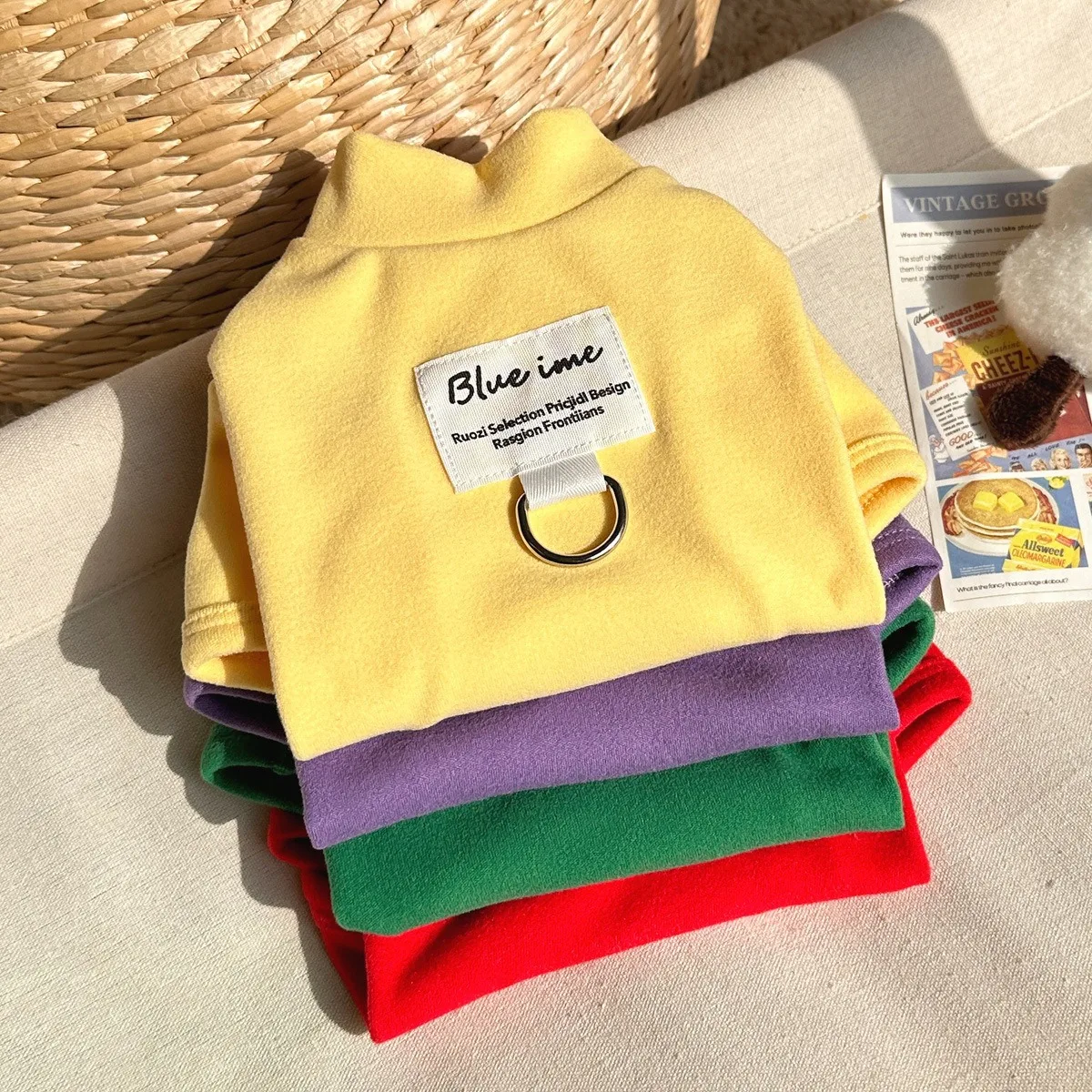 

Pet Dog High Neck Bottom Shirt Two Legs Warm Dog Clothes Teddy Simple Long Sleeve Tops Small and Medium Dogs Winter Vests