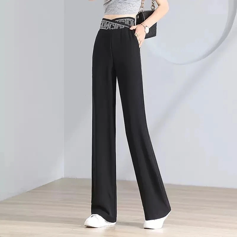 Fashion Women\'s Light Thin Wide Leg Pants High Waist Leisure  Female Pants Summer 2022 Thin Sag Thin Mop Straight Trousers