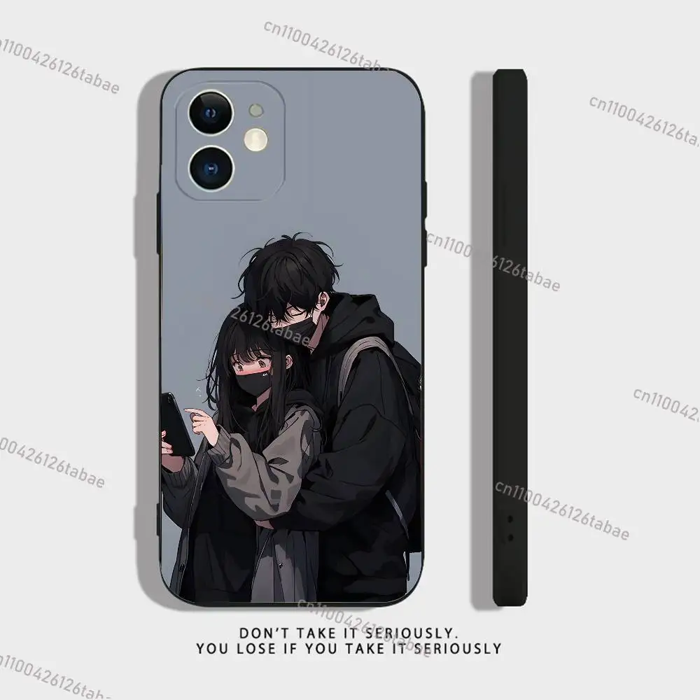 Love Black And Cute Emo Goth Phone Case For iPhone 17,16,15,14,13,12,11,X,XR,XS,Plus,Mini,Pro,Max Soft Black Shockproof Cover - view 3