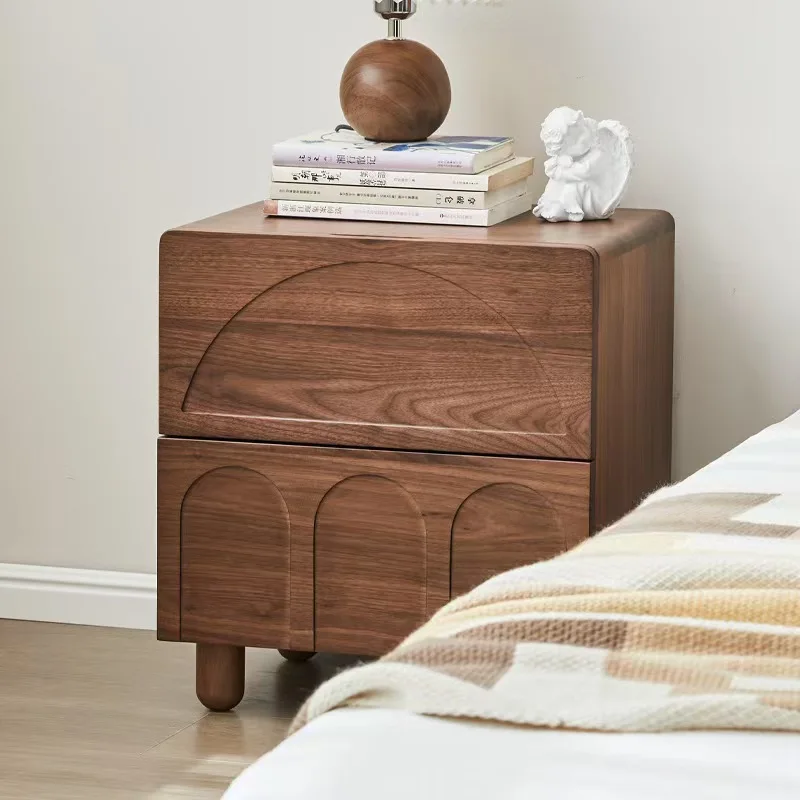 خزانة صغيرة بجانب السرير مصنوعة من خشب الجوز الأسود في أمريكا الشمالية قابلة للتخصيص وبسيطة بجانب السرير