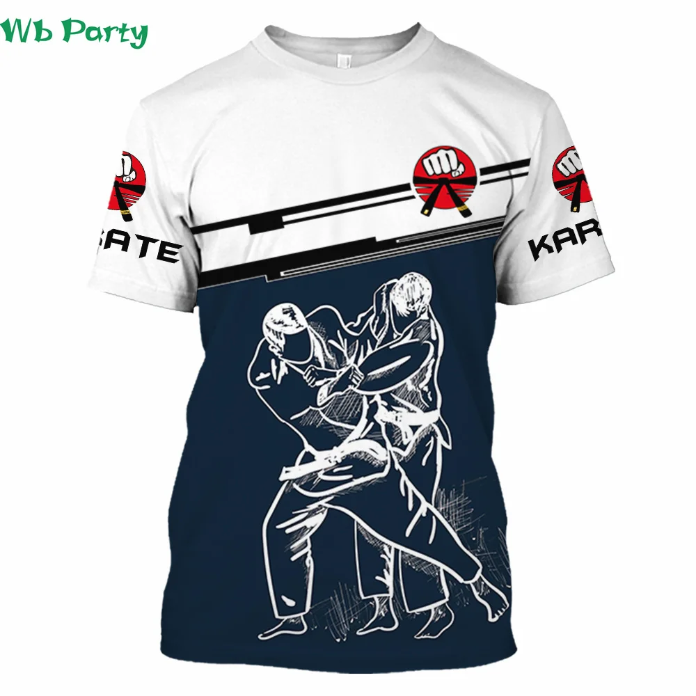 Men's Karate Training T Shirt Children's Outdoor Sports Short Sleeved T-shirt, Round Neck Casual Summer T-shirt, Loose Fitting