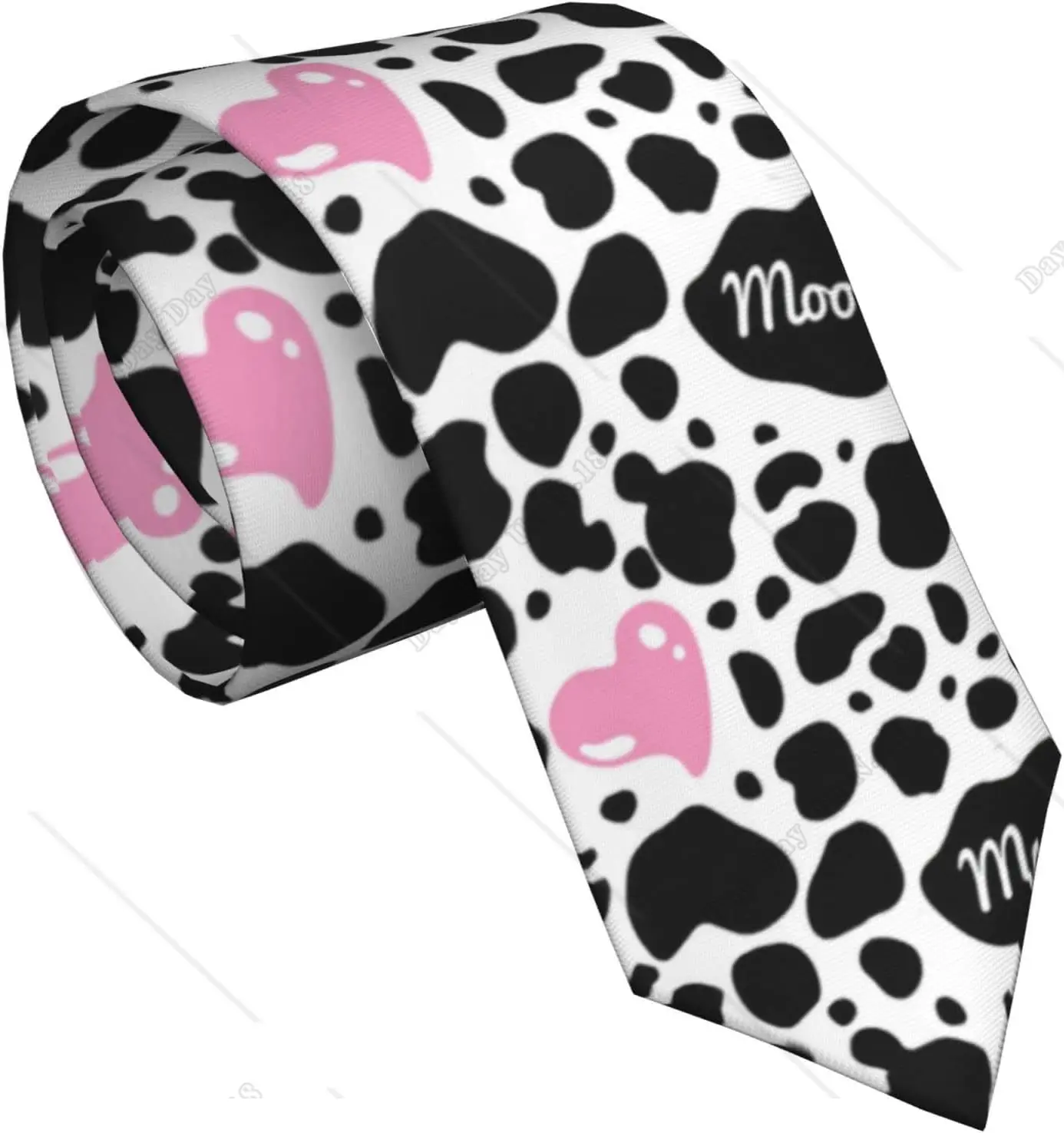 Milk Cow Prinyt Heart Mens Novelty Necktie Ties Funny Neckties Fashion Neck Ties Farm Animal Design Ties One Size